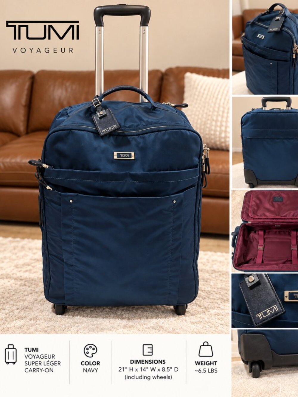 TUMI Voyageur Super Leger 21” International Carry-On Navy Blue